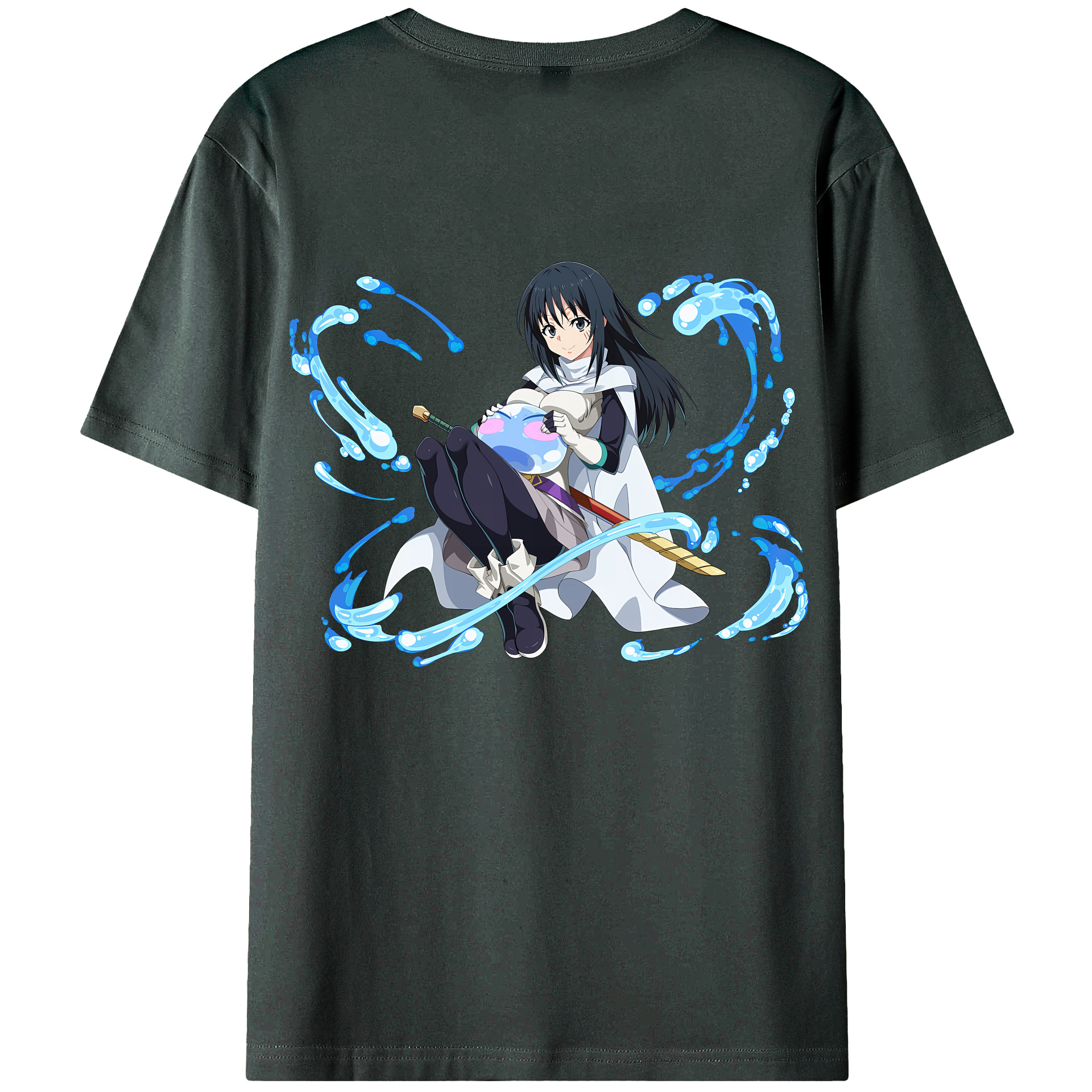 （画像用） 転スラ Regarding Reincarnated to Slime 綿100％ メンズ半袖Tシャツ（バックプリント） 通気性